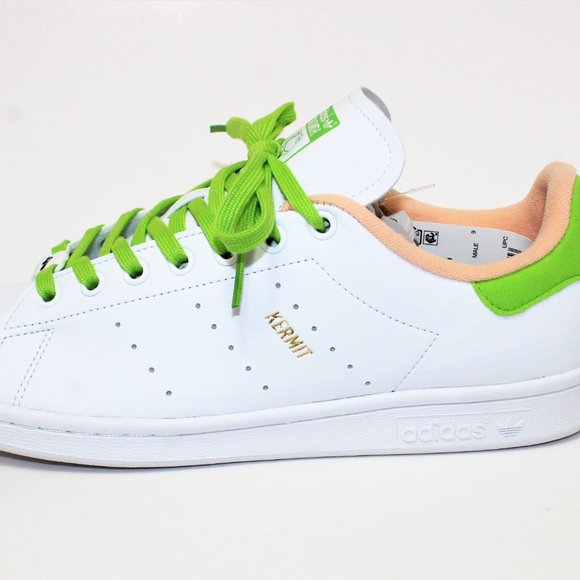 Adidas Stan Smith Disney Kermit & Miss Piggy White / Green / Peach Men's 9.5 - Picture 7 of 13